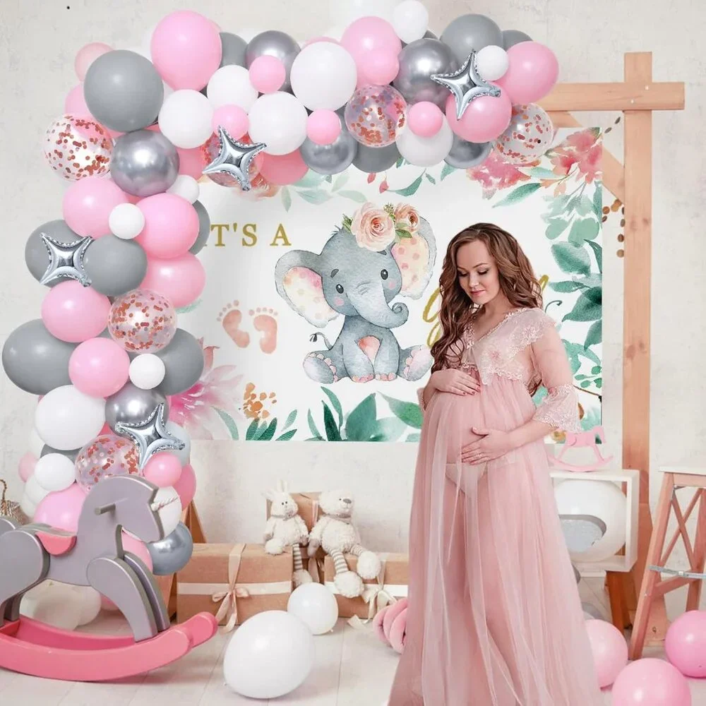 Elephant Girls Baby Shower Decoration Set - Pink